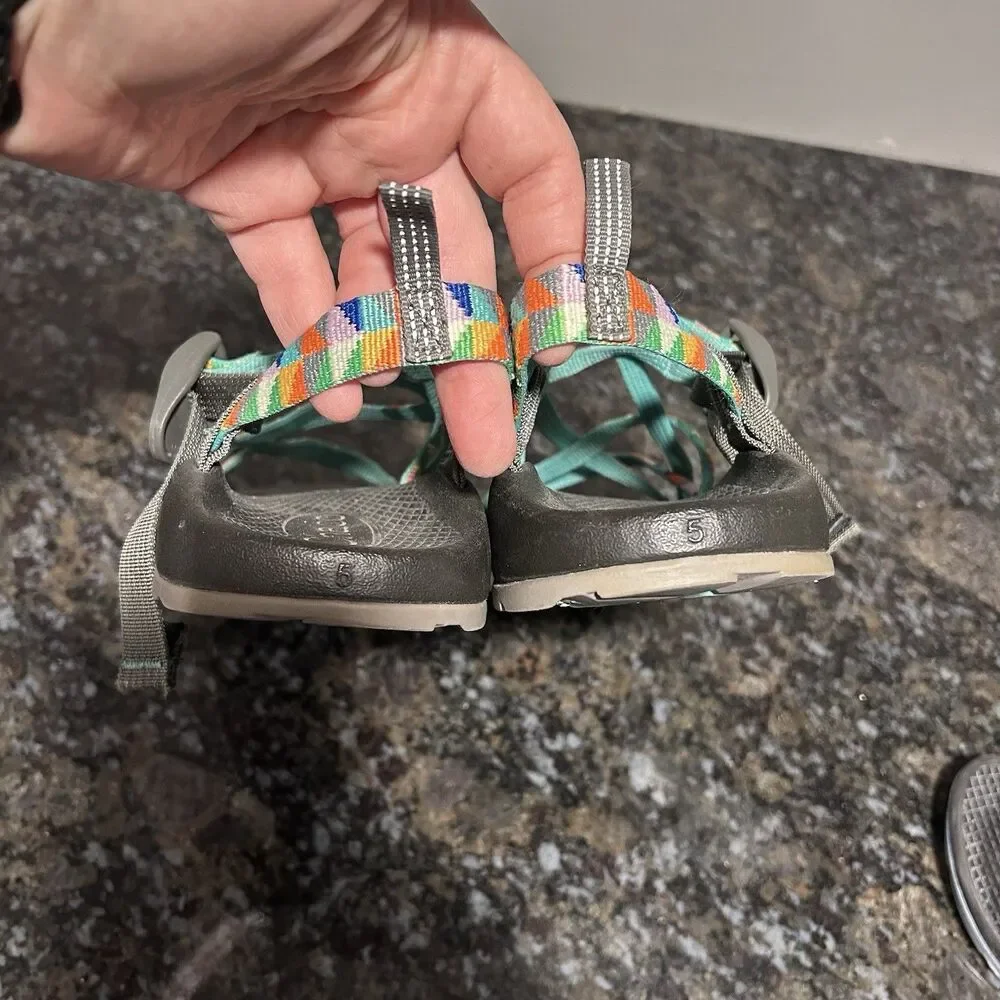 Chaco ZX1 Kid's Ecotread Outdoor Strappy Sandals Camper Colorful Turqouse Size 5